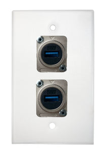 White PROCRAFT SPL-2X-WH-VAR 1 Gang Stainless Pro Audio Installation Wall Plate Loaded, Made in the USA