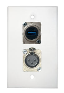 White PROCRAFT SPL-2X-WH-VAR 1 Gang Stainless Pro Audio Installation Wall Plate Loaded, Made in the USA