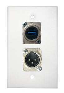White PROCRAFT SPL-2X-WH-VAR 1 Gang Stainless Pro Audio Installation Wall Plate Loaded, Made in the USA
