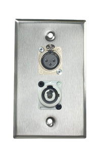 Stainless PROCRAFT SPL-2X-ST-VAR 1 Gang Stainless Pro Audio Installation Wall Plate Loaded, Made in the USA