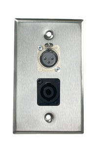 Stainless PROCRAFT SPL-2X-ST-VAR 1 Gang Stainless Pro Audio Installation Wall Plate Loaded, Made in the USA