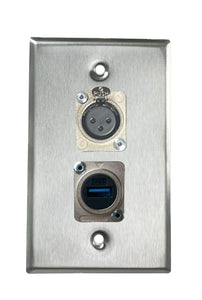 Stainless PROCRAFT SPL-2X-ST-VAR 1 Gang Stainless Pro Audio Installation Wall Plate Loaded, Made in the USA