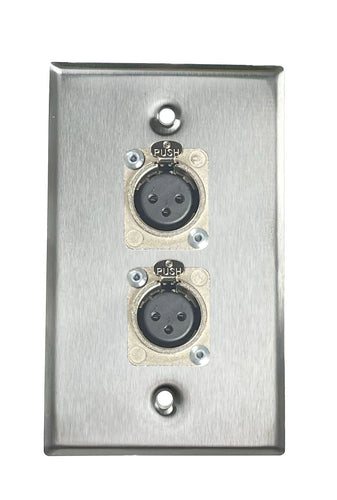 Stainless PROCRAFT SPL-2X-ST-VAR 1 Gang Stainless Pro Audio Installation Wall Plate Loaded, Made in the USA