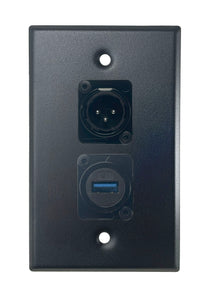 Black PROCRAFT SPL-2X-BK-VAR 1 Gang Stainless Pro Audio Installation Wall Plate Loaded, Made in the USA