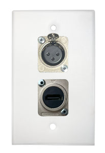 White PROCRAFT SPL-2X-WH-VAR 1 Gang Stainless Pro Audio Installation Wall Plate Loaded, Made in the USA