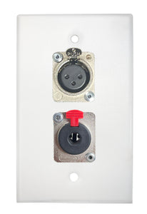 White PROCRAFT SPL-2X-WH-VAR 1 Gang Stainless Pro Audio Installation Wall Plate Loaded, Made in the USA