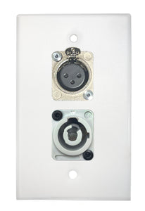 White PROCRAFT SPL-2X-WH-VAR 1 Gang Stainless Pro Audio Installation Wall Plate Loaded, Made in the USA