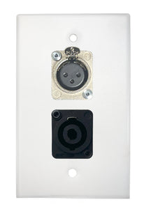 White PROCRAFT SPL-2X-WH-VAR 1 Gang Stainless Pro Audio Installation Wall Plate Loaded, Made in the USA