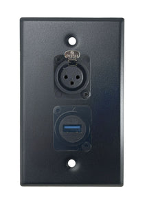 Black PROCRAFT SPL-2X-BK-VAR 1 Gang Stainless Pro Audio Installation Wall Plate Loaded, Made in the USA