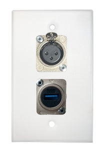 White PROCRAFT SPL-2X-WH-VAR 1 Gang Stainless Pro Audio Installation Wall Plate Loaded, Made in the USA