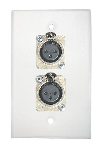 White PROCRAFT SPL-2X-WH-VAR 1 Gang Stainless Pro Audio Installation Wall Plate Loaded, Made in the USA