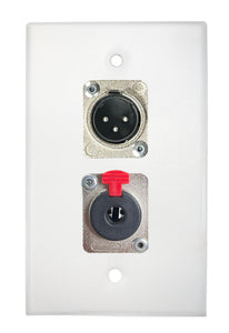 White PROCRAFT SPL-2X-WH-VAR 1 Gang Stainless Pro Audio Installation Wall Plate Loaded, Made in the USA