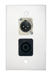 White PROCRAFT SPL-2X-WH-VAR 1 Gang Stainless Pro Audio Installation Wall Plate Loaded, Made in the USA