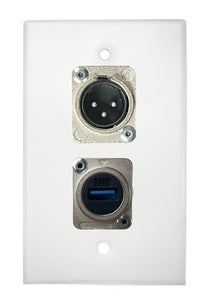 White PROCRAFT SPL-2X-WH-VAR 1 Gang Stainless Pro Audio Installation Wall Plate Loaded, Made in the USA