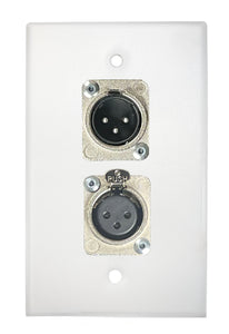 White PROCRAFT SPL-2X-WH-VAR 1 Gang Stainless Pro Audio Installation Wall Plate Loaded, Made in the USA