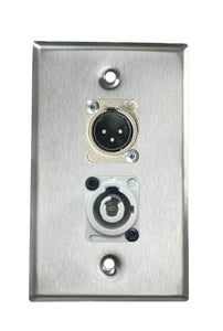Stainless PROCRAFT SPL-2X-ST-VAR 1 Gang Stainless Pro Audio Installation Wall Plate Loaded, Made in the USA