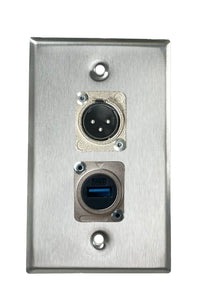 Stainless PROCRAFT SPL-2X-ST-VAR 1 Gang Stainless Pro Audio Installation Wall Plate Loaded, Made in the USA
