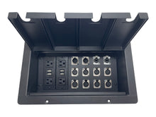 PROCRAFT JUMBO 4 HOLE LID FEED-THRU RECESSED Stage Pocket/Floor Box w/ 2) WIRED AC 8) XLR Female 2) XLR Male 2) RJ45