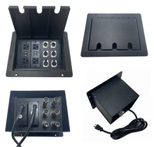 PROCRAFT LARGE 3 HOLE LID FEED-THRU RECESSED Stage Pocket/Floor Box w/ 2) WIRED AC 4) XLRF 2) XLRM