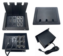 PROCRAFT LARGE 3 HOLE LID FEED-THRU RECESSED Stage Pocket/Floor Box w/ 2) WIRED AC 6) XLR FEMALE