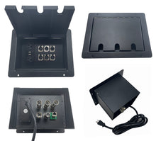 PROCRAFT LARGE 3 HOLE LID FEED-THRU RECESSED Stage Pocket/Floor Box w/1) WIRED AC 4)XF 1)XM 1)RJ