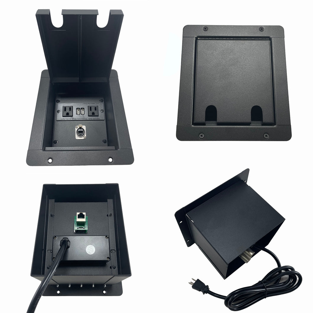 PROCRAFT MINI 2 HOLE LID FEED-THRU RECESSED Stage Pocket/Floor Box w/ 1) WIRED AC 1) RJ45