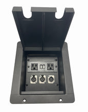 PROCRAFT MINI 2 HOLE LID FEED-THRU RECESSED Stage Pocket/Floor Box w/ 1) WIRED AC 2) XLR FEMALE 1 XLR MALE