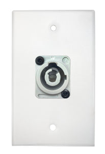 White PROCRAFT SPL-1X-WH-VAR 1 Gang White Pro Audio Installation Wall Plate Loaded, Made in the USA