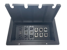 PROCRAFT JUMBO 4 HOLE LID FEED-THRU RECESSED Stage Pocket/Floor Box w/ 3) WIRED AC 4) XLR Female 1) XLR Male 1) RJ45