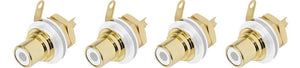 (4 PACK) REAN NYS367-9 RCA Panel Mount Jack w/ Gold Plated Contacts - WHITE