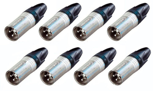 (8 PACK) NEUTRIK NC3MXX 3-Pin XLR Male Cable Mount Connector - Nickel Shell