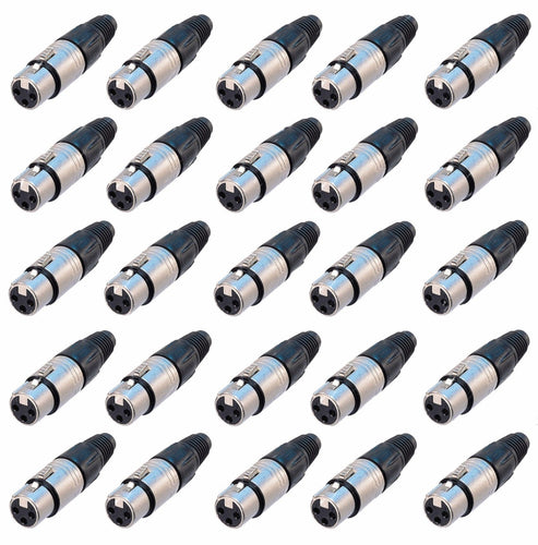 (25 PACK) NEUTRIK NC3FX 3-Pin XLR Female Cable Mount Connector - Nickel Shell