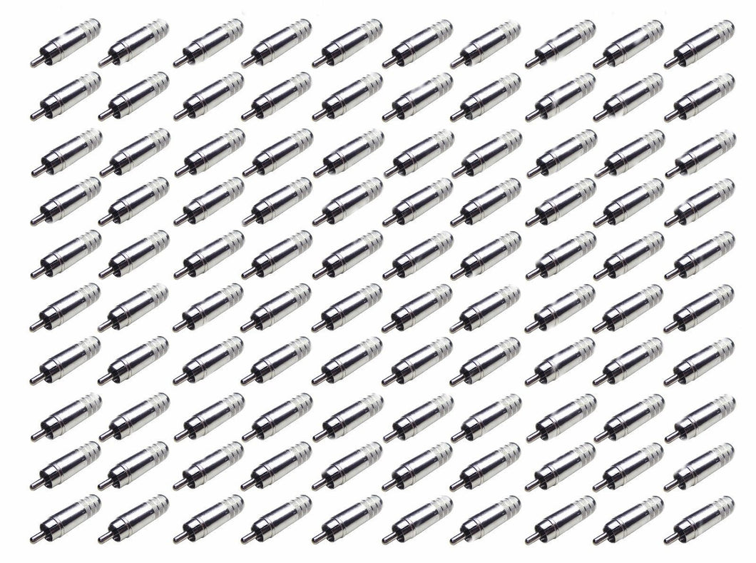 (100 Pack)  Switchcraft 3502A Long Body Cable End RCA Male with Solder Terminals