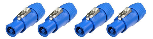 (4 PACK) NEUTRIK NAC3FCA 20A POWERCON (BLUE) Power In Locking Cable Mount