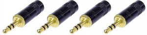 4 Neutrik Rean NYS231BG 3.5mm 1/8 3Pole Stereo Gold / Black Metal Headphone Plug