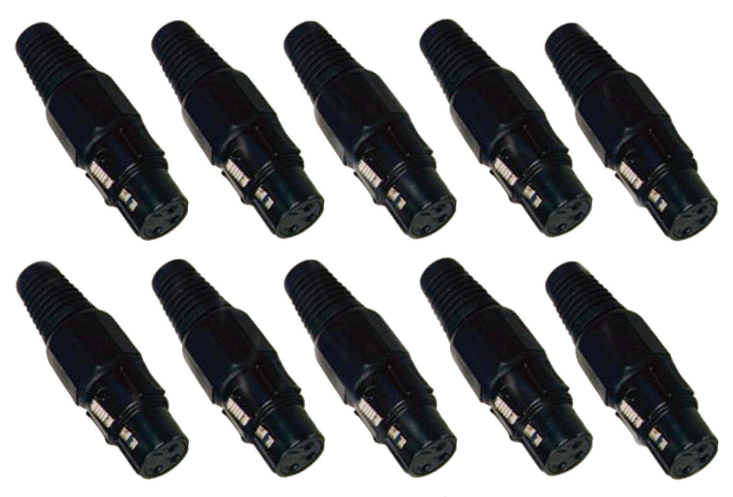 (10 PACK) PROCRAFT PC-TX003 3-Pin Female XLR Lo-Z Cable Mount Connector - BLACK
