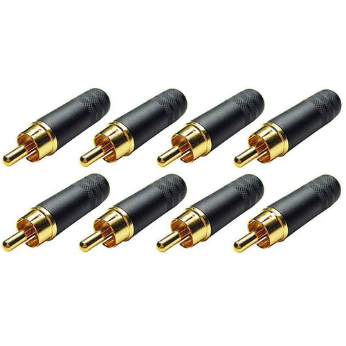 (8 Pack) Switchcraft 3502ABAU   Cable End RCA Male Black/Gold w/Solder Terminals