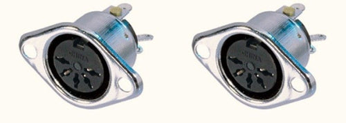 REAN NYS325  5 PIN MIDI / DIN Female Panel Mnt Nickel Plated Connector (2 PACK)