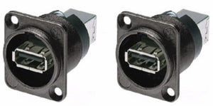 2 Pack Neutrik NAUSB-W-B Panel Mount Reversible USB Gender/Changer Black Adapter