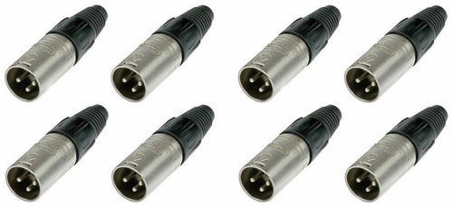 (8 PACK) NEUTRIK NC3MX 3-Pin XLR Male Cable Mount Connector - Nickel Shell
