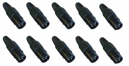 (10 PACK) PROCRAFT PC-TX006 3-Pin Male XLR Lo-Z Cable Mount Connector - BLACK