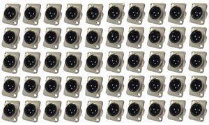 (50 PACK) PROCRAFT PXLRMP "D" Type Panel Mount XLRM Connector w/ Nickel Shell