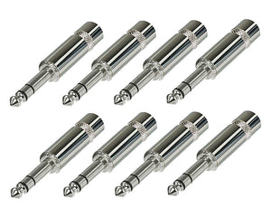 (8 PACK) REAN / NEUTRIK NYS228 1/4" Nickel TRS Stereo Cable Plug w/ Brass Barrel
