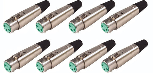 (8 Pack) Switchcraft A3F Female 3-Pin XLR Mic Cable End Connector Nickel finish