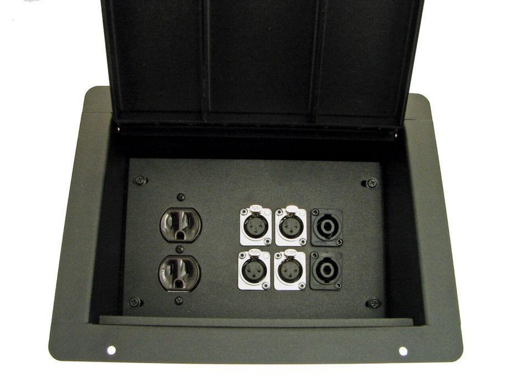 PROCRAFT FPPL-1DUP6X-BK Recessed Stage Pocket / Floor Box 1AC + 6CH (any config)