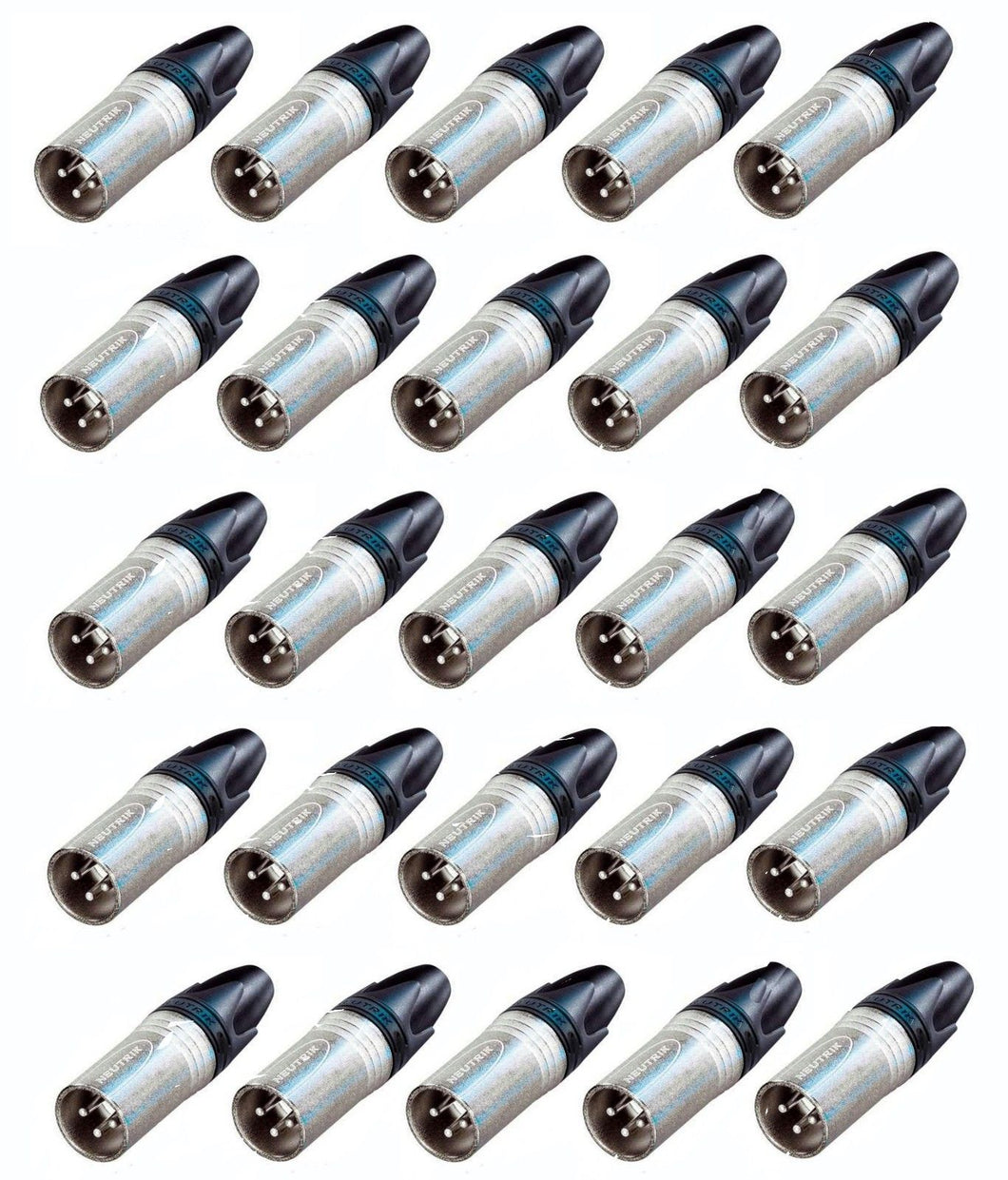 (25 PACK) NEUTRIK NC3MXX 3-Pin XLR Male Cable Mount Connector - Nickel Shell