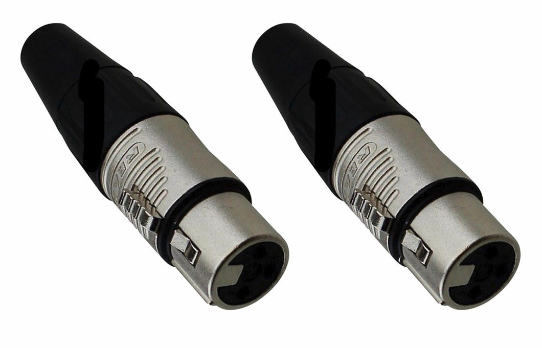 (2 PACK) REAN RC3F 3-Pin XLR Female Cable Mount LO-Z Connector - Nickel Shell