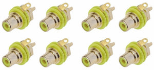 (8 PACK) REAN NYS367-4 RCA Panel Mount Jack w/ Gold Plated Contacts - YELLOW