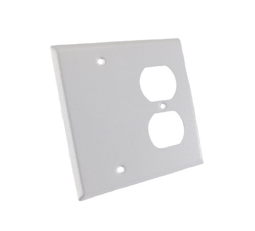 NEW Genuine ProCraft White Stainless Steel 2 Gang Wall Plate W/ Offset Duplex AC