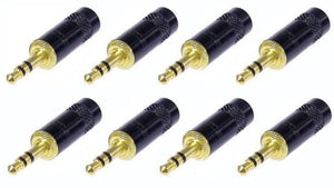 8 Neutrik Rean NYS231BG 3.5mm 1/8" 3-Pole Aux Stereo Gold / Black Headphone Plug